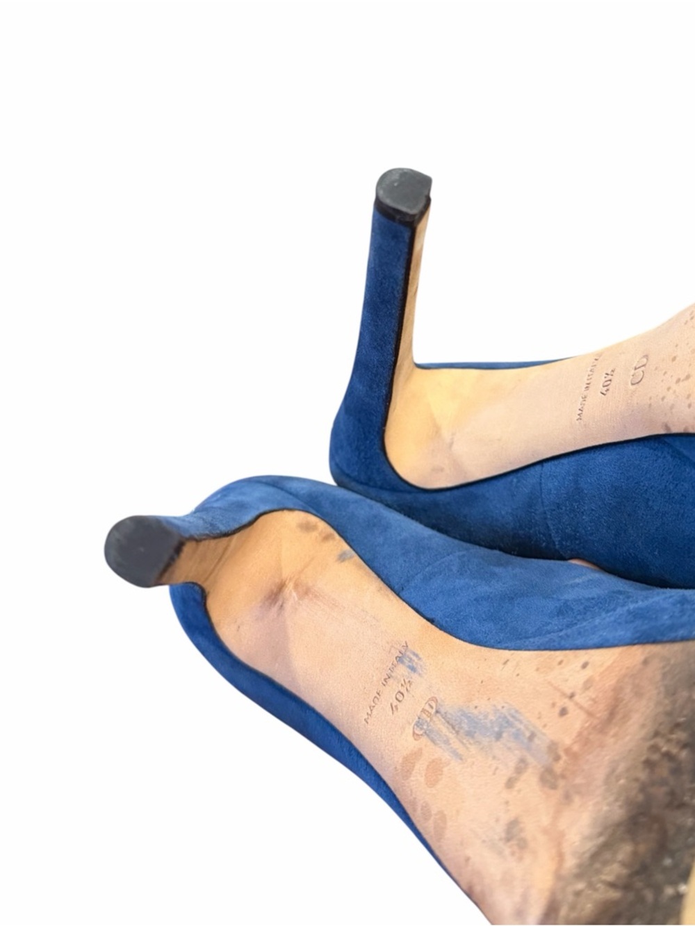 ๐ Christian Dior Blue Suede Pumps Heels Classic Designer Size 40.5 10 Round Toe - Picture 6 of 7